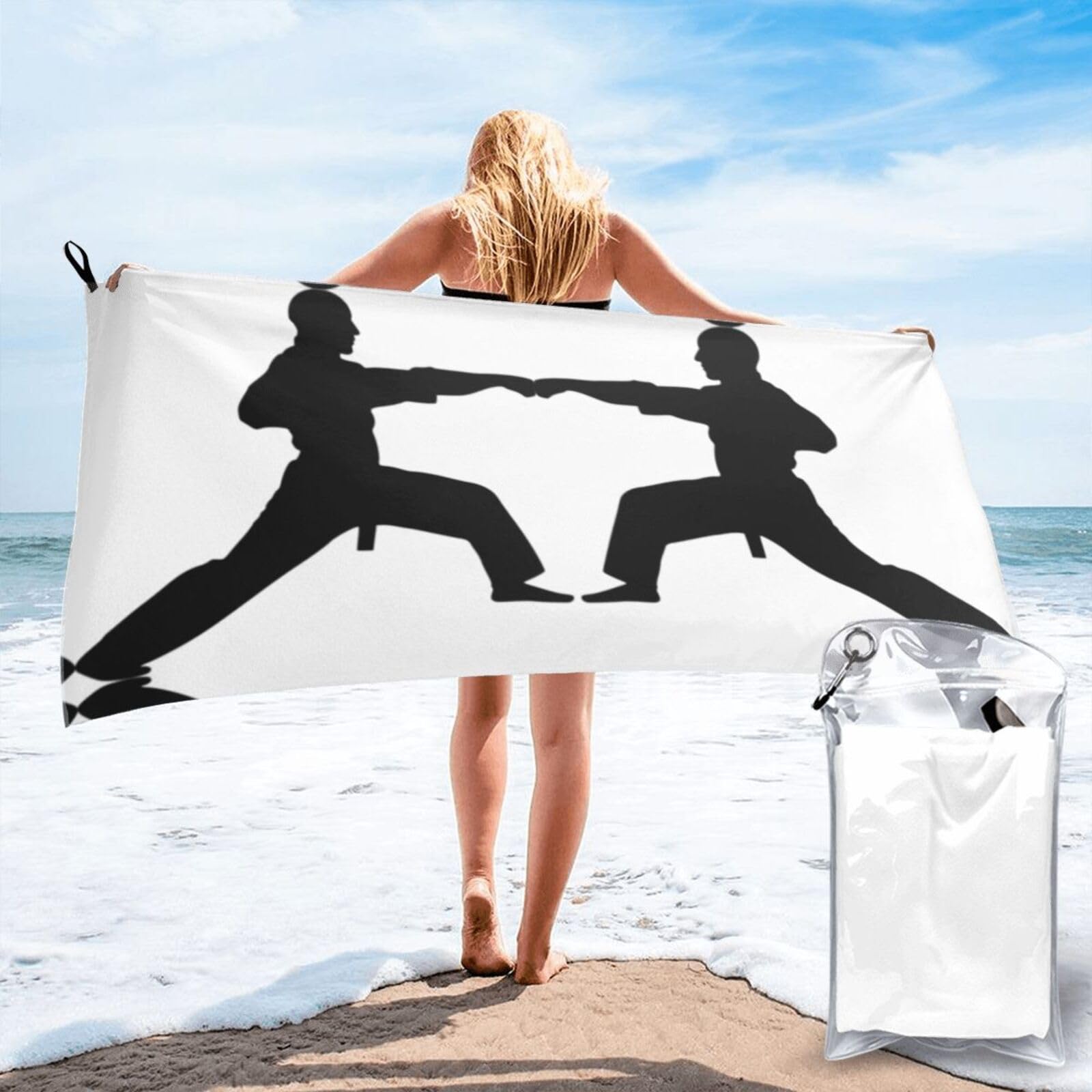 WYCZHY Karate Print Beach Towel Soft Quick Dry For Spa Pool Gym Vacation Travelers Women Men Adults Sauna Gift