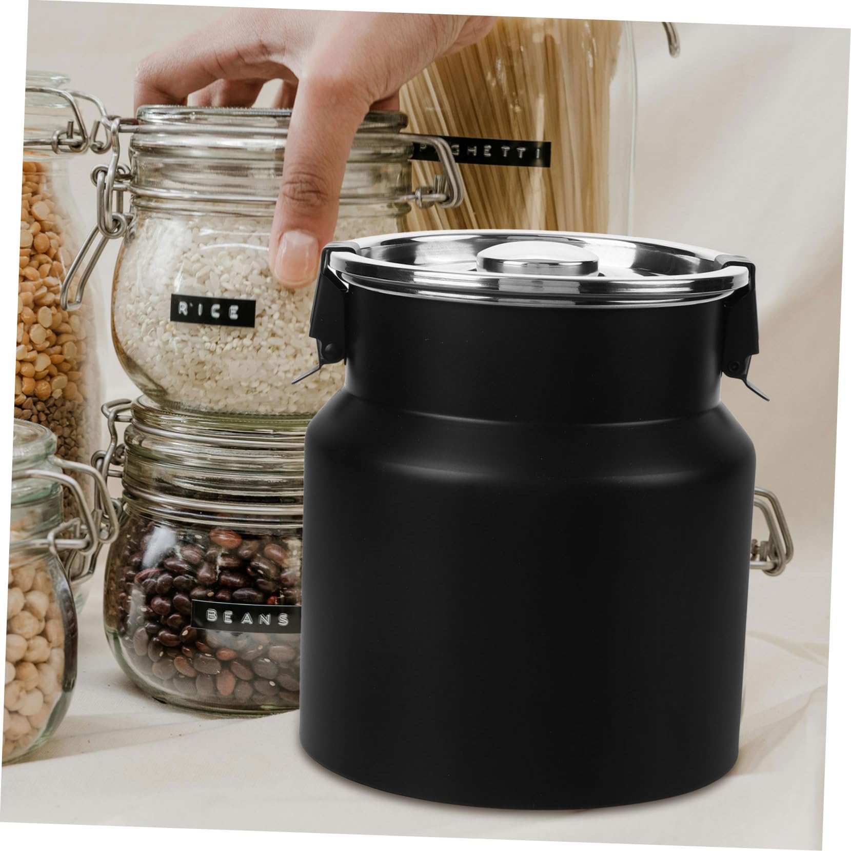 OUNONA Edelstahl Milchbehälter 2,5l mit Deckel Robuster Vorratsbehälter für Lebensmittel Glatte Oberfläche Rustikaler Stil für Zuhause und Camping