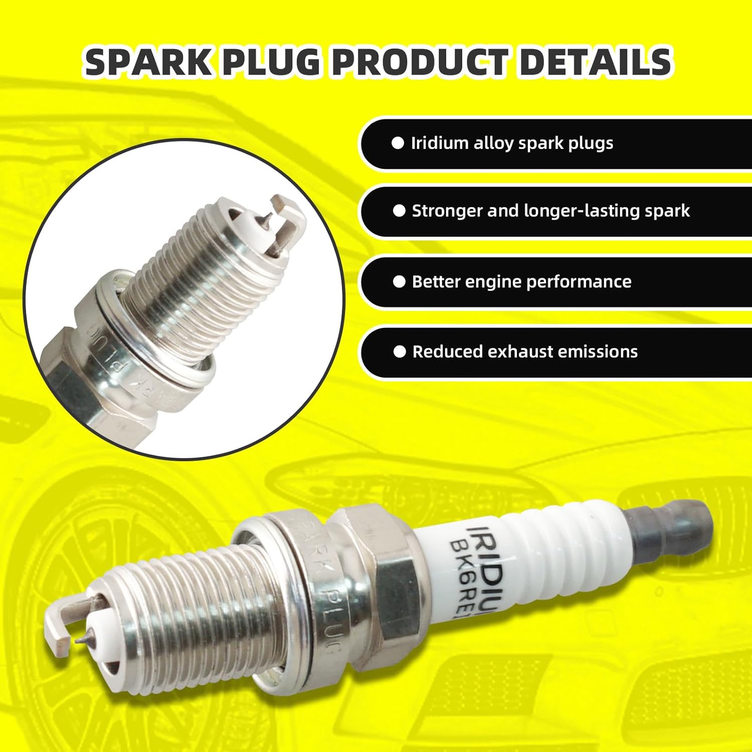 Set of 4 Ignition Coils Pack 30520-PWC-S01 UF581 & 4 PCS Iridium Spark Plugs Compatible with Honda Fit 2007-2008 1.5L L4