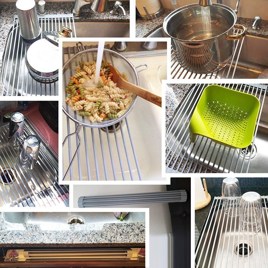 Buy Ahyuan Large 20.5'' Roll up Dish Drying Rack Silicone Foldable Dish