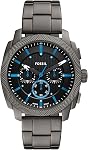 Fossil Montre chronographe homme en acier inoxydable, argent/noir