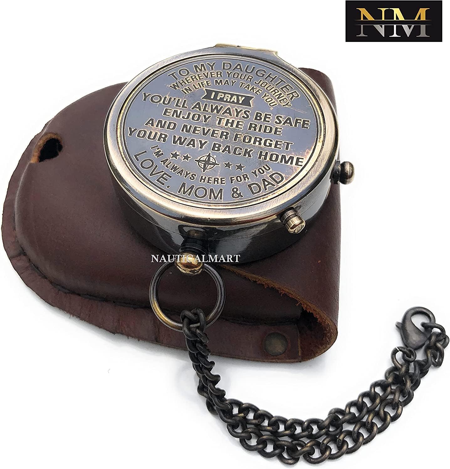 Engraved Brass Compass Gift to My Son/to My Daughter Be Strong Our Son/Our Daughter Nautical Gift A Perfect and Unique Gift with Leather Case (to My Daughter)