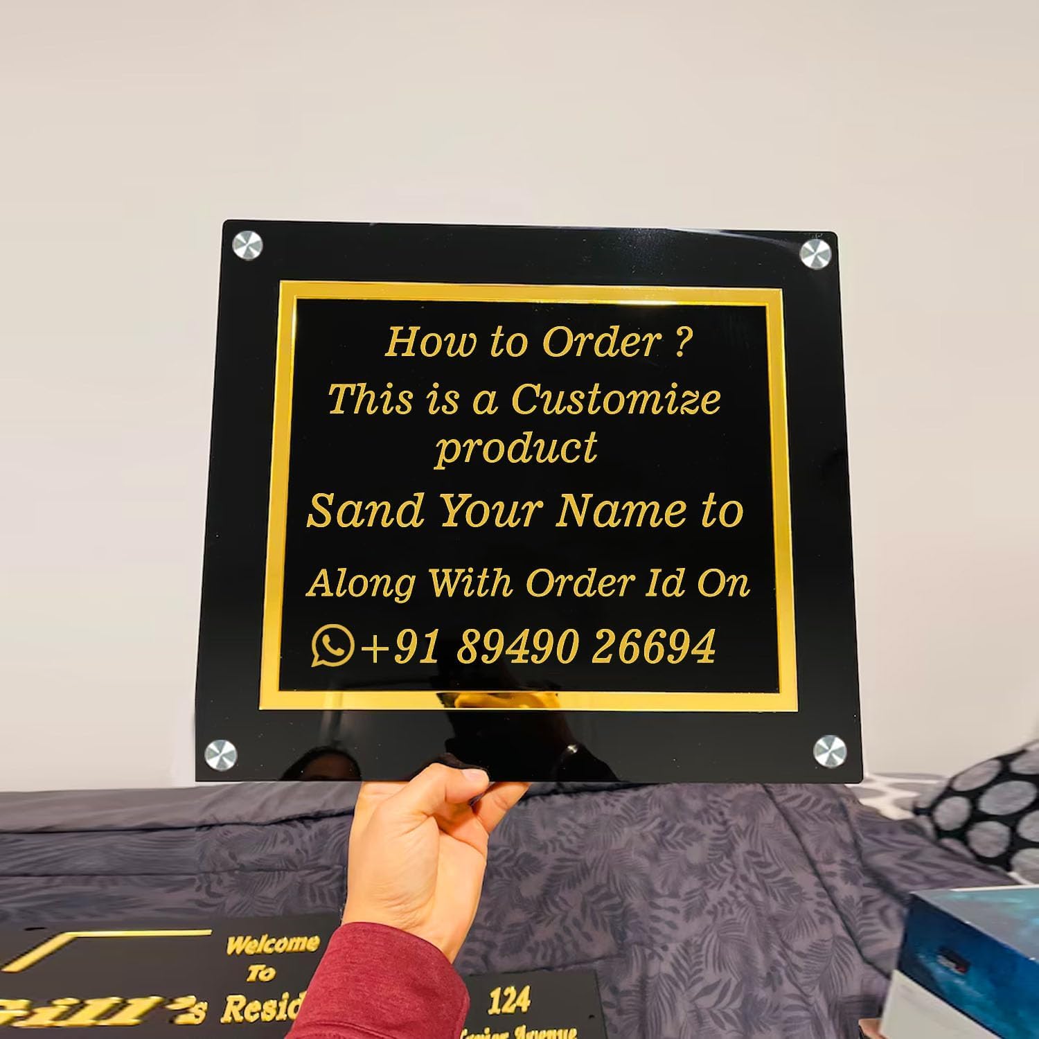 Custom LED Backlit Metal Name Plate for Home | Personalized Family Nameplate with House Number | Stainless Steel Wall Sign with Warm White Light | Indoor & Outdoor Door Nameplate (Aticle 02) — Amazon image 2