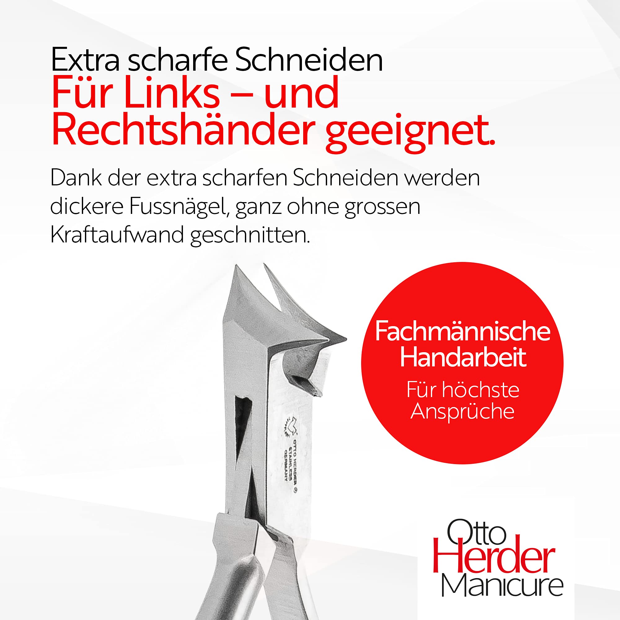 OTTO HERDER - Tronchesina per unghie dei piedi, 14 cm, in acciaio inox, tagliaunghie con lunghezza di taglio da 1,6 cm, per unghie spesse e incarnite