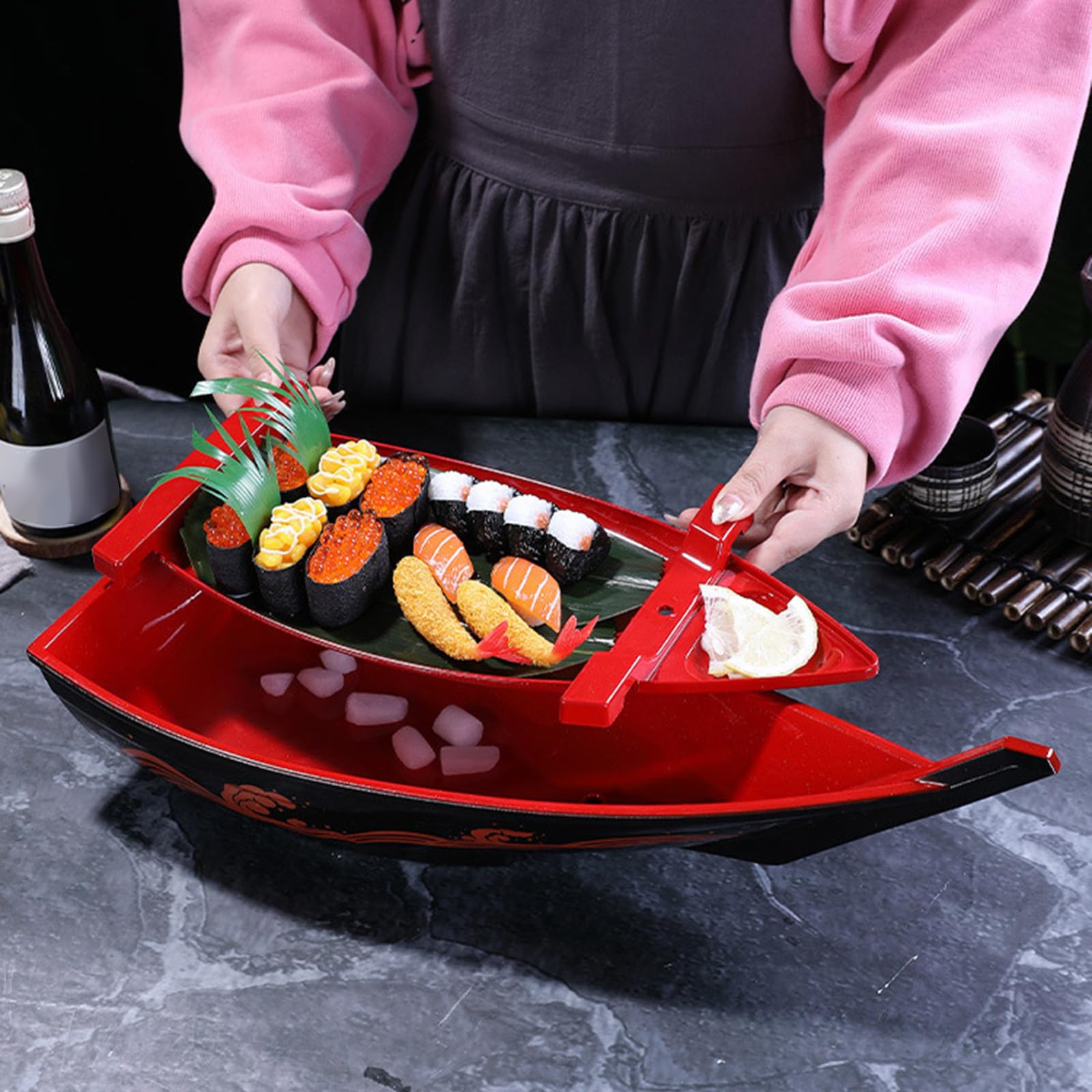 Plateau à sushis pratique pour servir des sushis - Assiette de service pour les fêtes et célébrations