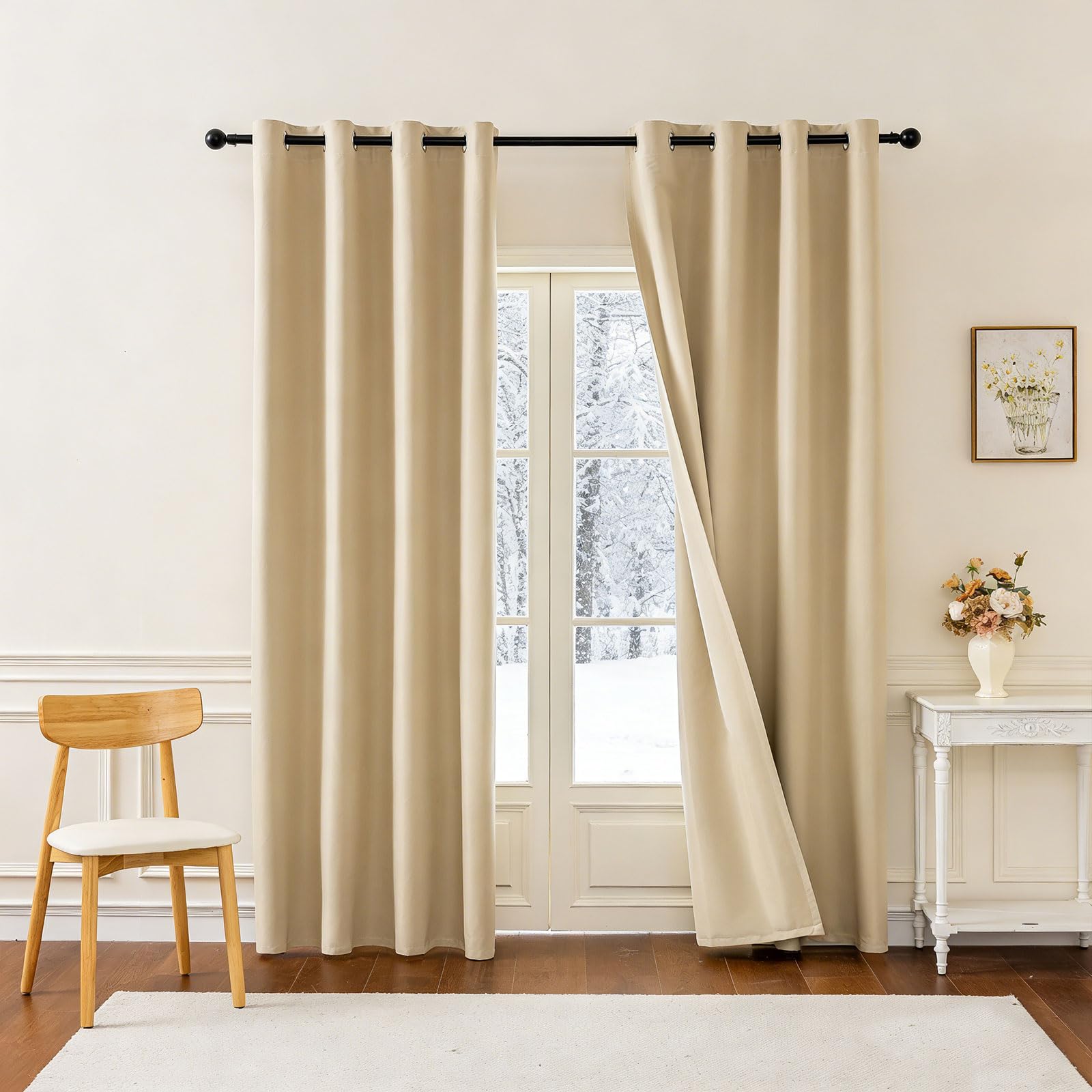 Rideau Occultant pour Chambre et Salon Ambiance Cosy Crème