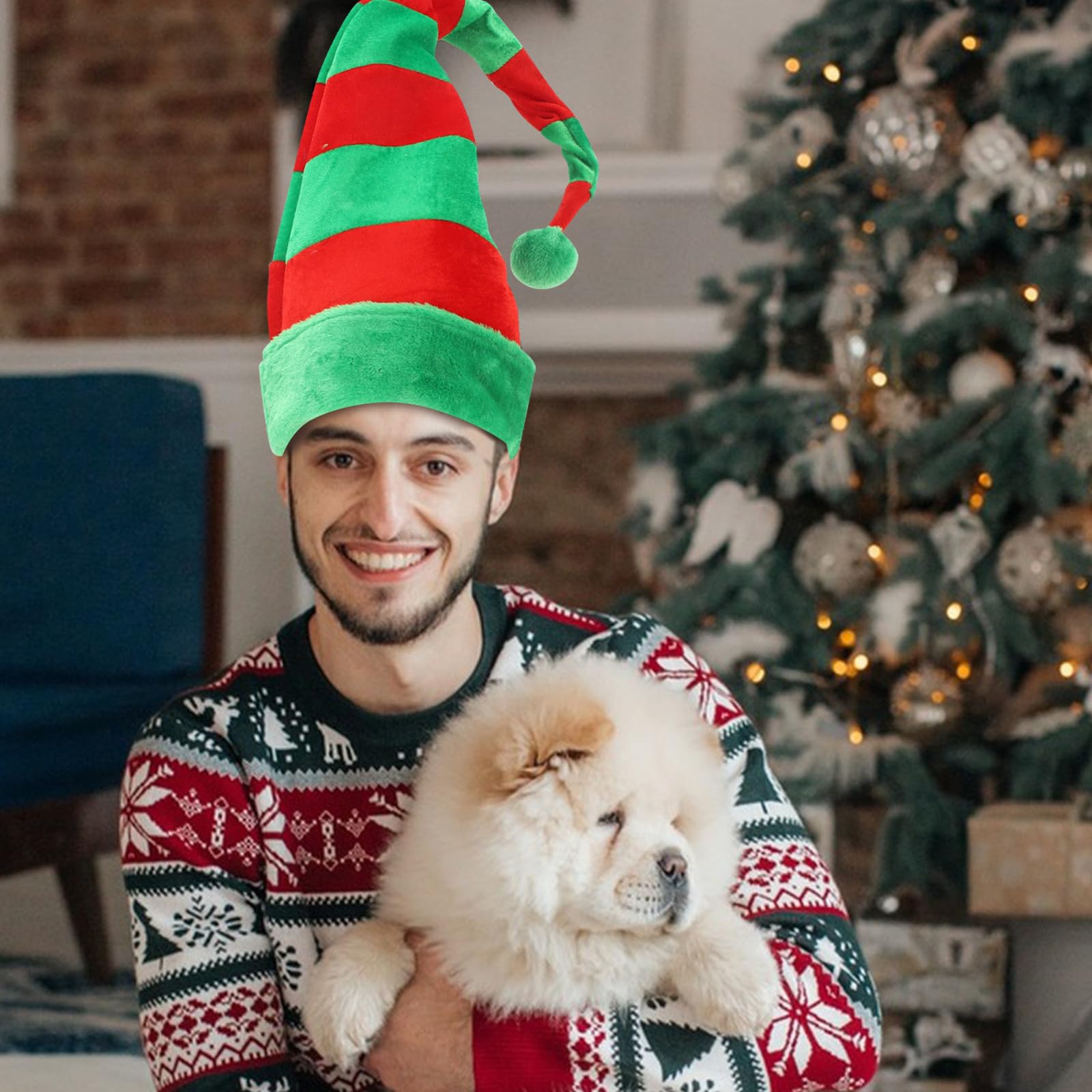 Sombrero Largo Navideño Creativo de Tela y Hierro Verde para Fiestas y Accesorio para Fotos Forma Moldeable y Diseño Divertido