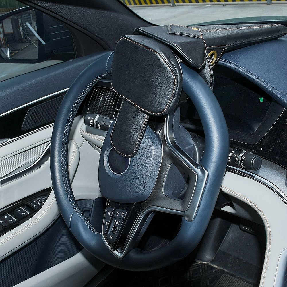 Blueshyhall Serratura antifurto per auto, con 2 chiavi, in pelle PU nera, avvolta per auto, antifurto