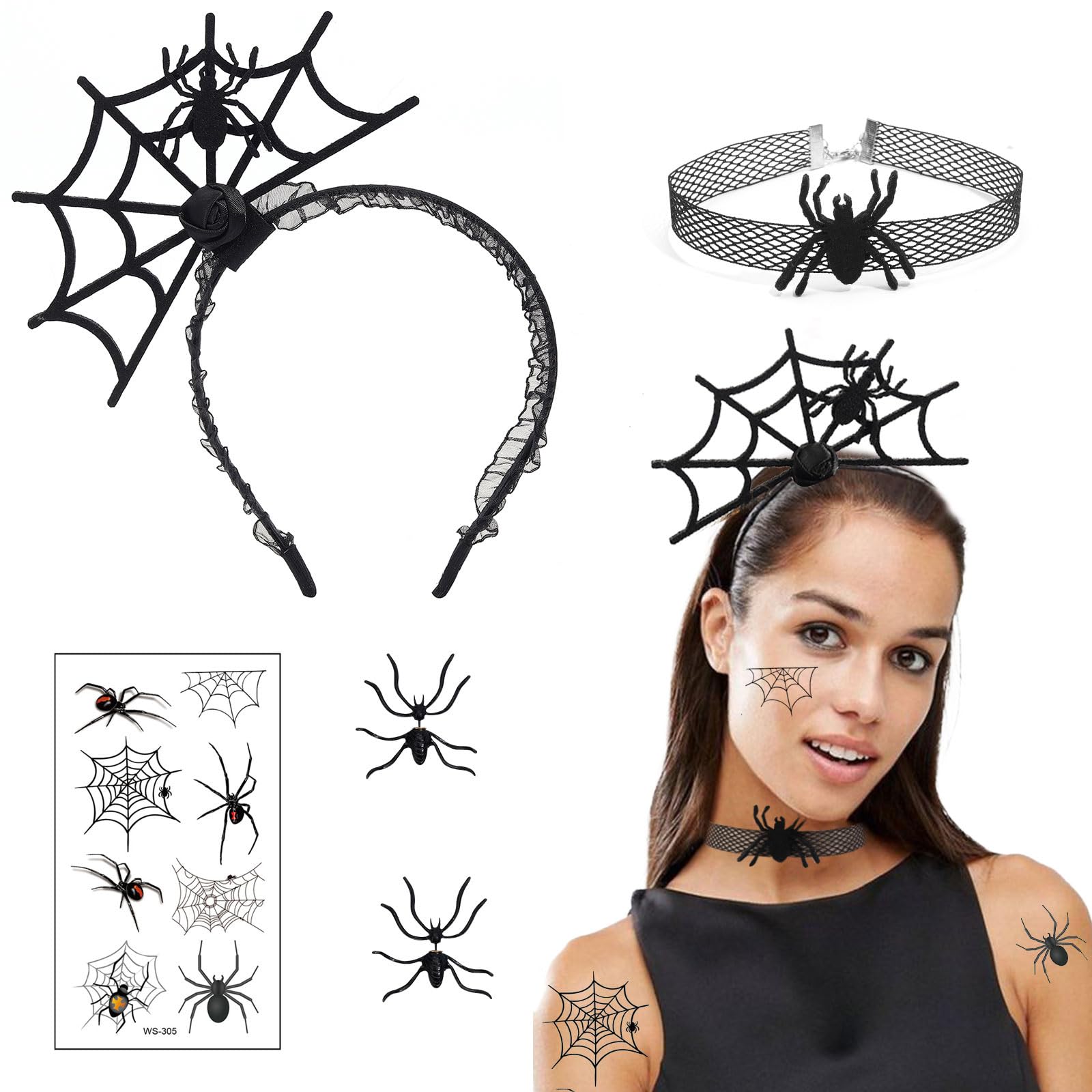 TOKUFAGUHalloween Headband Devil Horn Headband, Halloween Spider Headband for adults Kids Devil Horn for Halloween Party