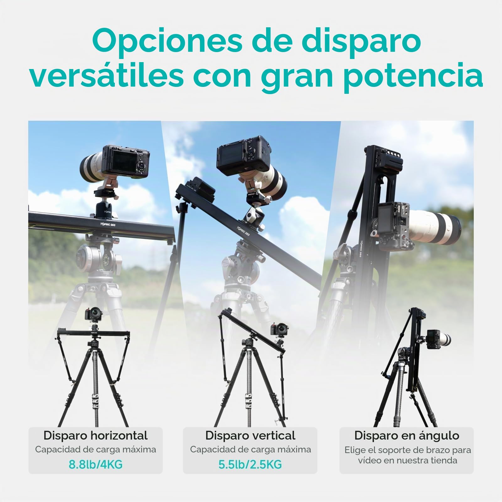 Accsoon Toprig S60 23,6"/60cm Deslizador de Video para cámara de Aleación de Aluminio, Motorizado por botón o App Bluetooth Control, panorámico de 120°, Fotografía de Lapso de Tiempo, Carga hasta 4kg