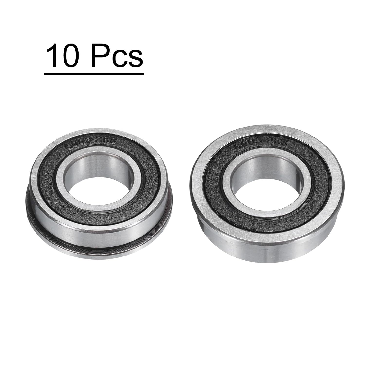 uxcell F6003-2RS Flanged Ball Bearing 17x35x10mm Double Sealed Chrome Steel Flange Bearings, 10pcs
