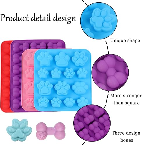 Miniatura 5 de Moldes de silicona para gomitas golosinas para perros pequeños mini moldes de patas y huesos caramelos de chocolate gelatina de hielo moldes de