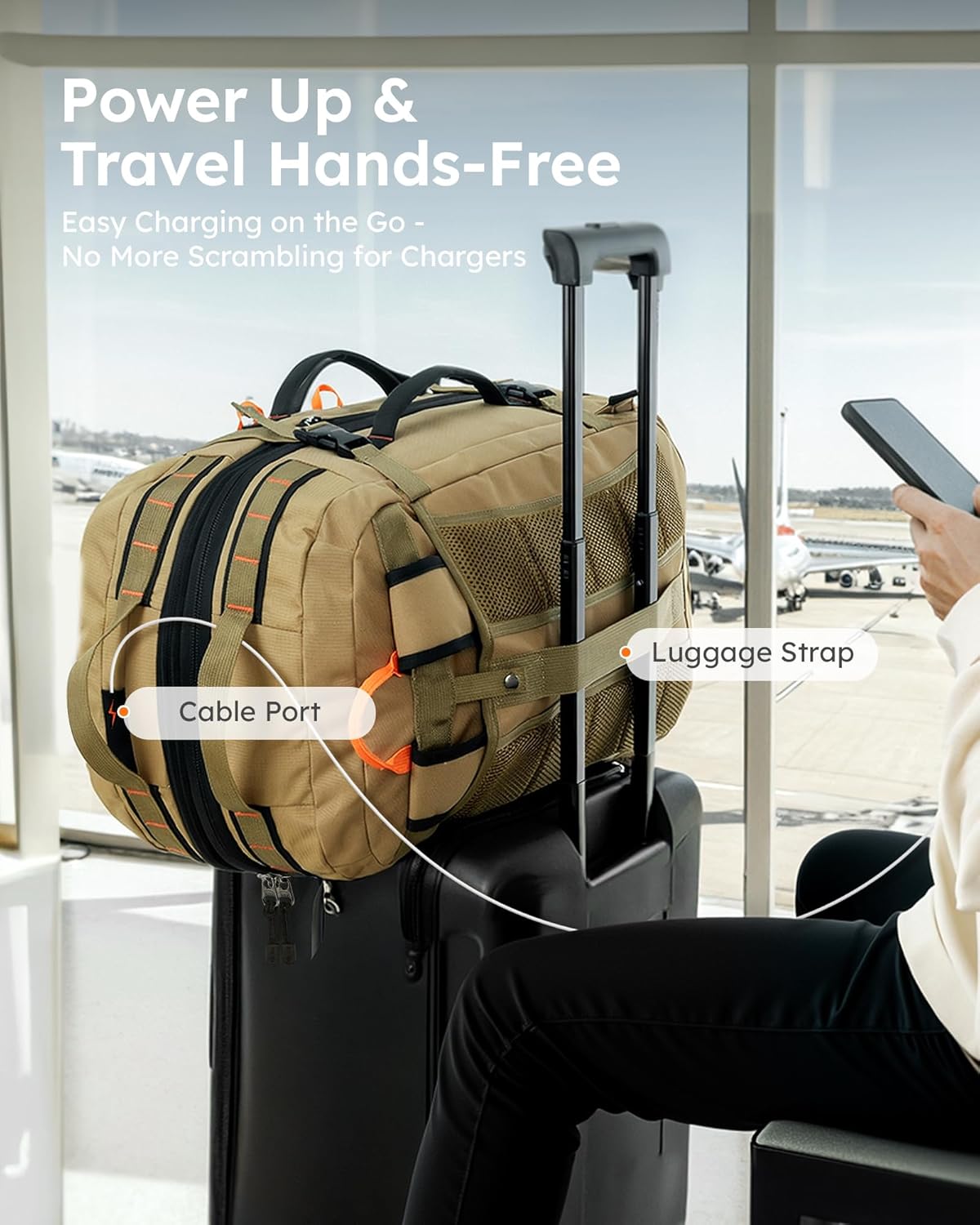 Tolaccea Travel Backpack for Men Women, 40L-50L Carry On Backpack with Wet Dry Compartment, TSA Approved Laptop Daypack Fits 15.6", Convertible Expandable Large Rucksack Duffel Bag for Work Travel - Image 10