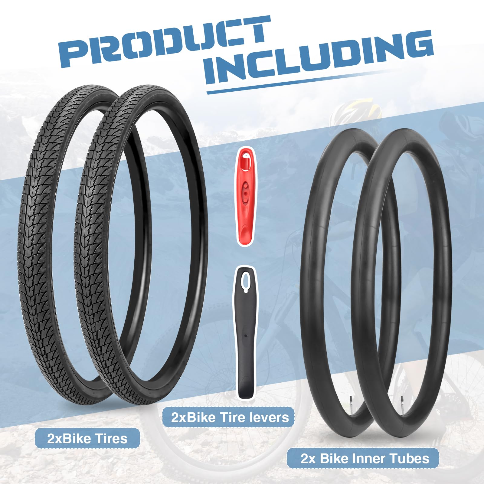 MEGHNA Set di pneumatici per bicicletta, 700 x 38 C/700 x 40 C, con camera d'aria FV 48 mm + 2 leve per pneumatici, 29 pollici, 30 PSI