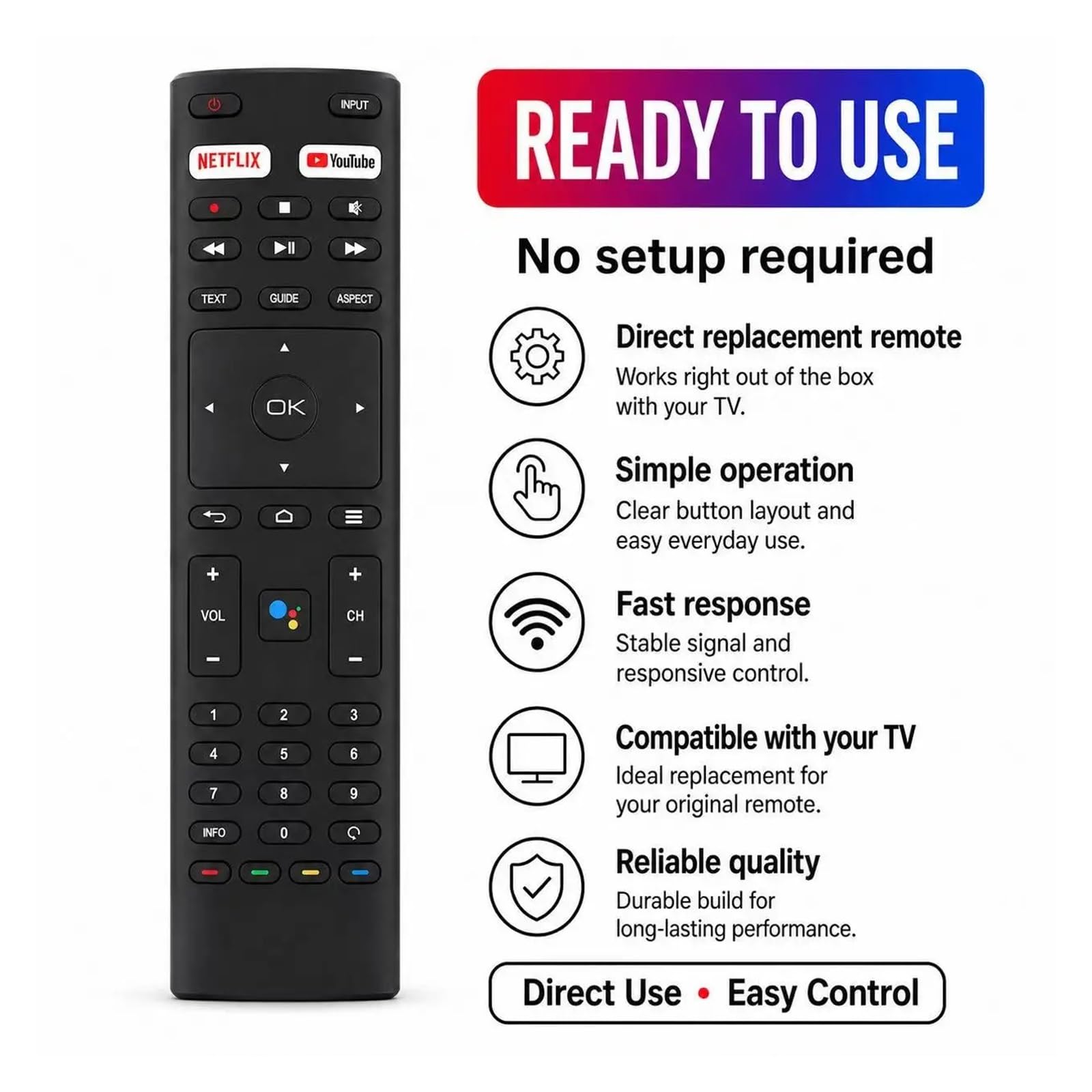 Télécommande Universelle sans Voix, modèles JVC, télécommande TV