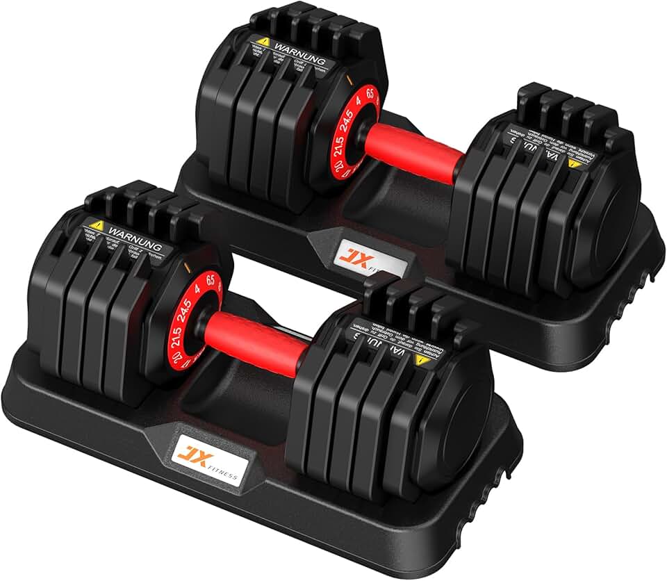 JX FITNESS Adjustable Dumbbell Set - 11KG/24.5KG Pair Weight
