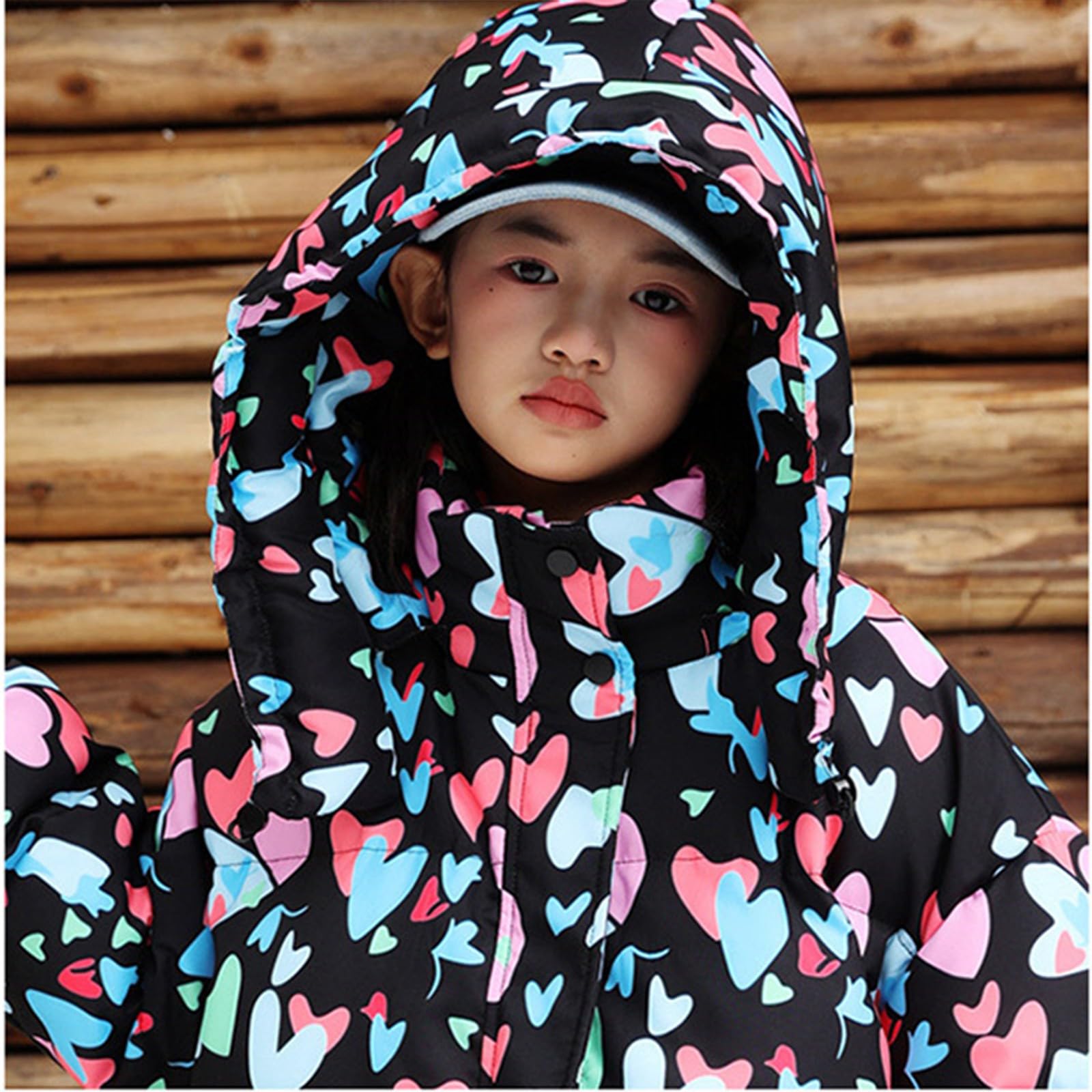 Cappotto invernale per bambini e ragazze, giacca con cappuccio staccabile