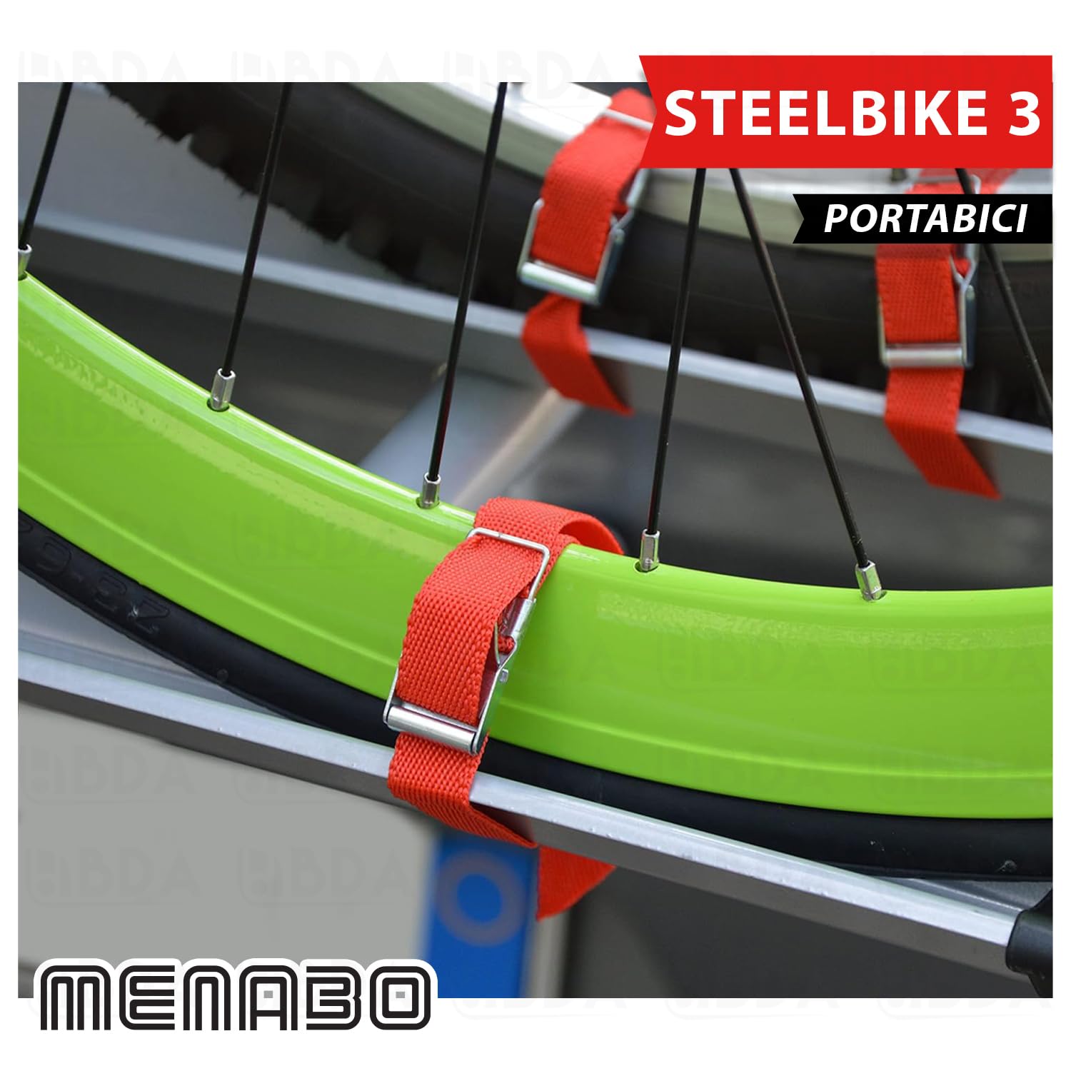 Portabici posteriore per auto da 3 bike Menabò modello STEELBIKE 3 in acciaio per NISSAN Qashqai/Dualis (J11) 5P. dal 2017 al 2021
