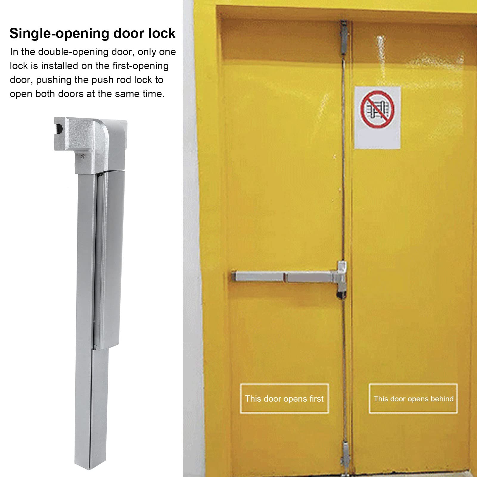 Cerradura de Varilla de Empuje única, Cerradura de Puertas contra Incendios, Barra de Empuje Horizontal, Dispositivo de Salida, Herrajes para Puertas y Ventanas y Cerraduras