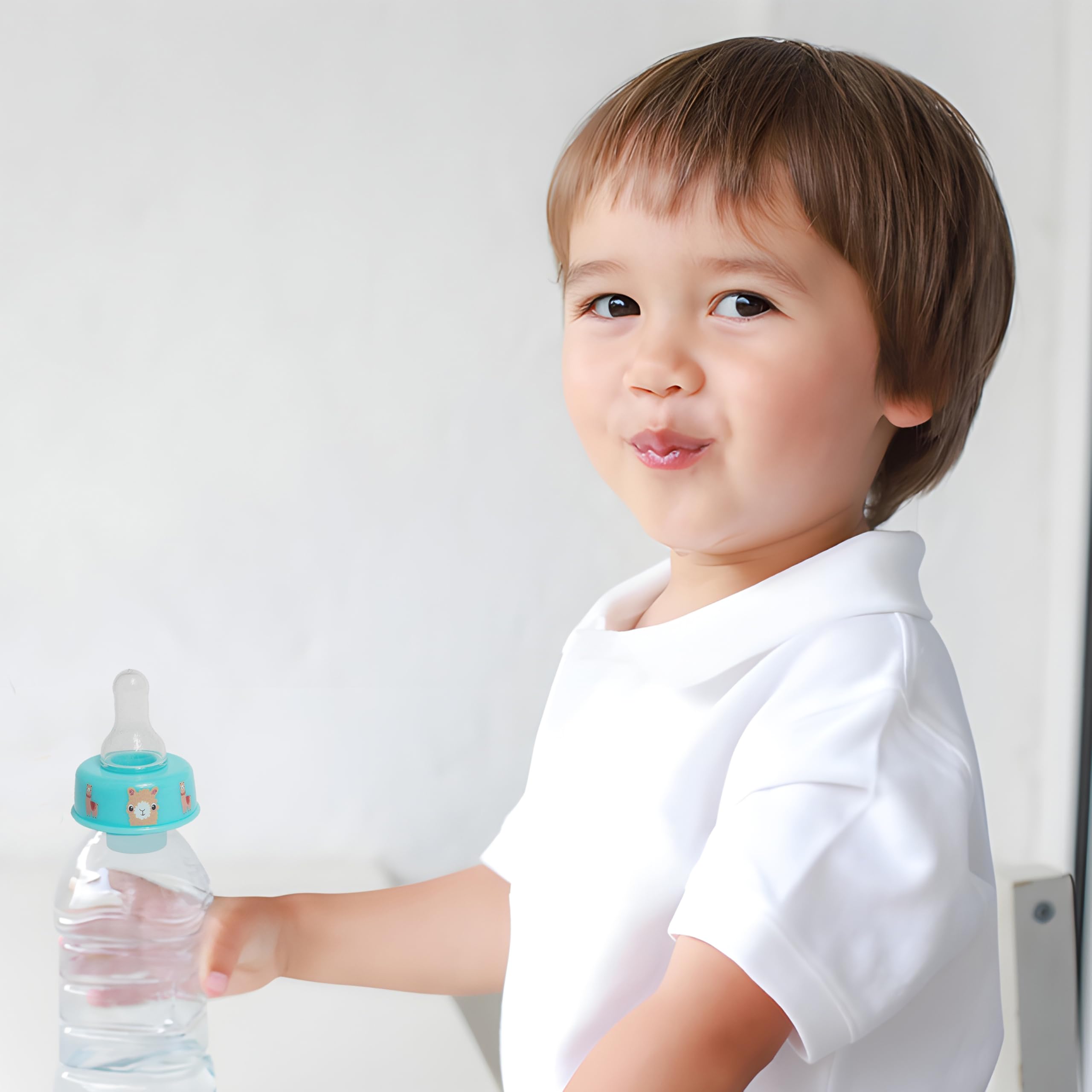 Refresh-a-Baby Reusable Bottle Top Nipple Adapter – Instantly Convert Any Bottle into a Sippy with Soft Silicone Nipples – Ideal for On-the-Go Feeding, BPA-Free, & Easy to Clean Pack of 2 (Llama)