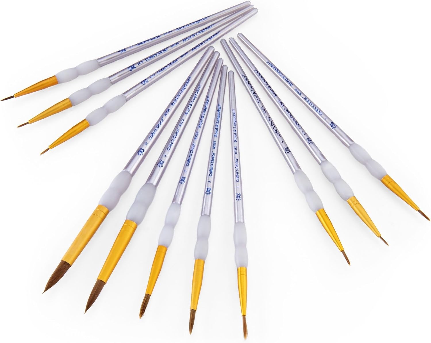Royal and Langnickel Crafter's Choice Round Taklon Variety Brush Set - Brown (Pack of 11)