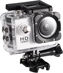 Action Camera Kit 1080P 12MP Waterproof 30m Outdoor Sports Video Camera USB 2.0 Underwater Cam Full LCD Mini Camcorder with 900mAh Rechargeable Batteries and Mounting Accessories Kits(White)