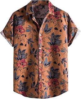 Hawaiian Shirts for Men Casual Summer Cuban Shirt with Pocket Hawaiian Shirts Mens Luau Shirts Short Sleeve Button Down Shirts Mens Hawaiian Shirt Button Down Shirt Short Sleeve Men's Hawaiian