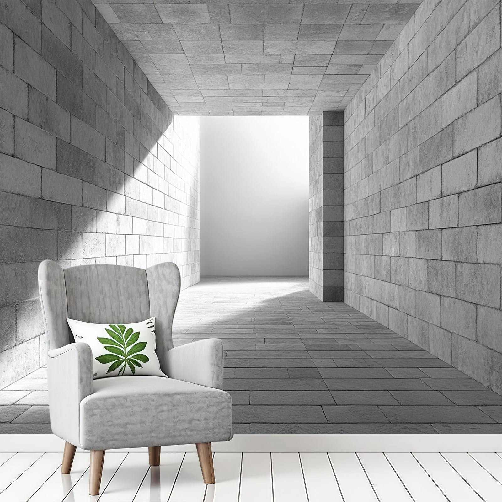Carta da Parati Murale Muro di mattoni geometrico 200 x 140 cm Fotomurale Grigio Decorazione Parete Moderna per Soggiorno Camera da Letto