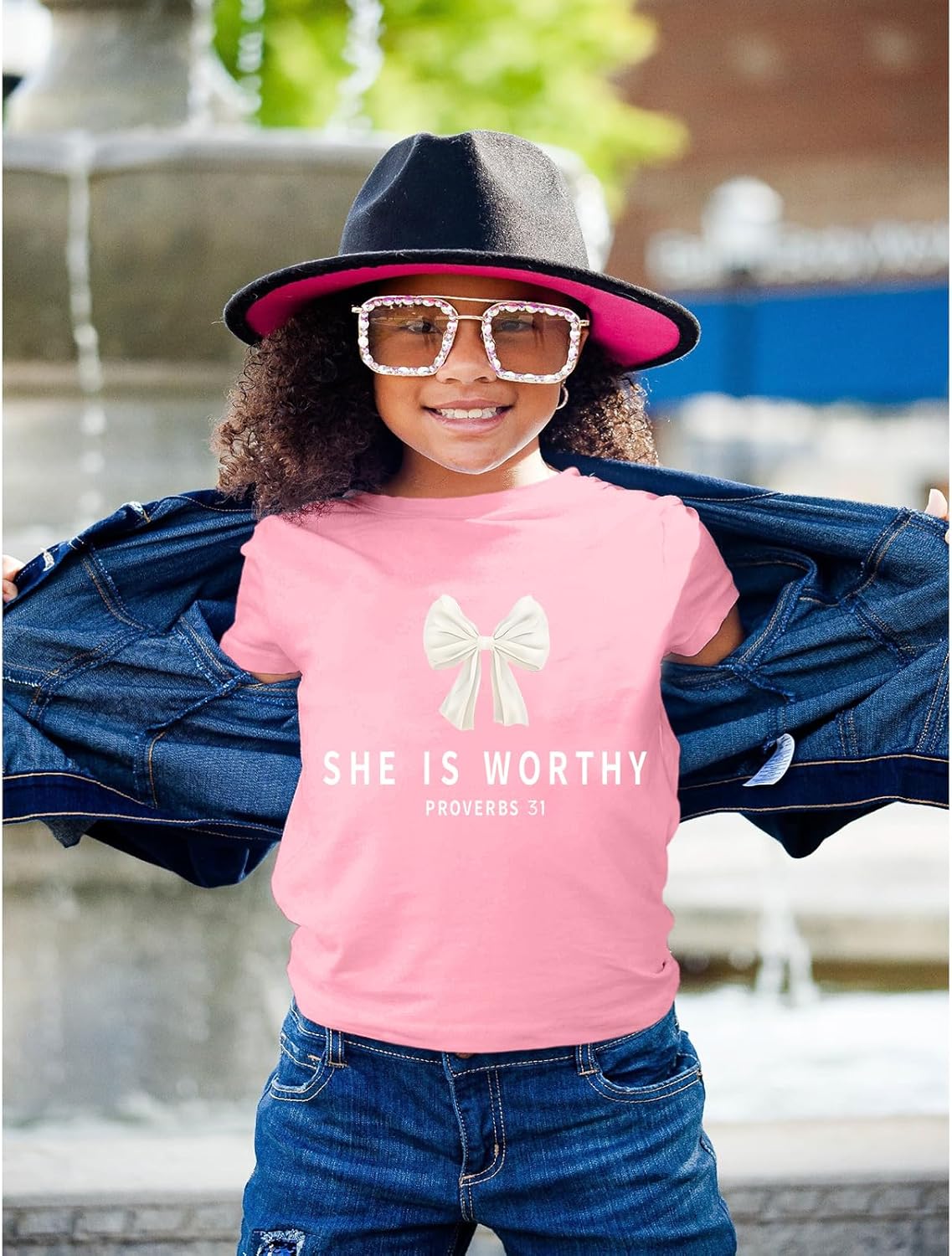 KEEVICI Cute Girls Bow Shirt Christian Graphic Tees Jesus Faith Shirts for Kids Bible Verse Inspirational Religious Tshirts - Image 3