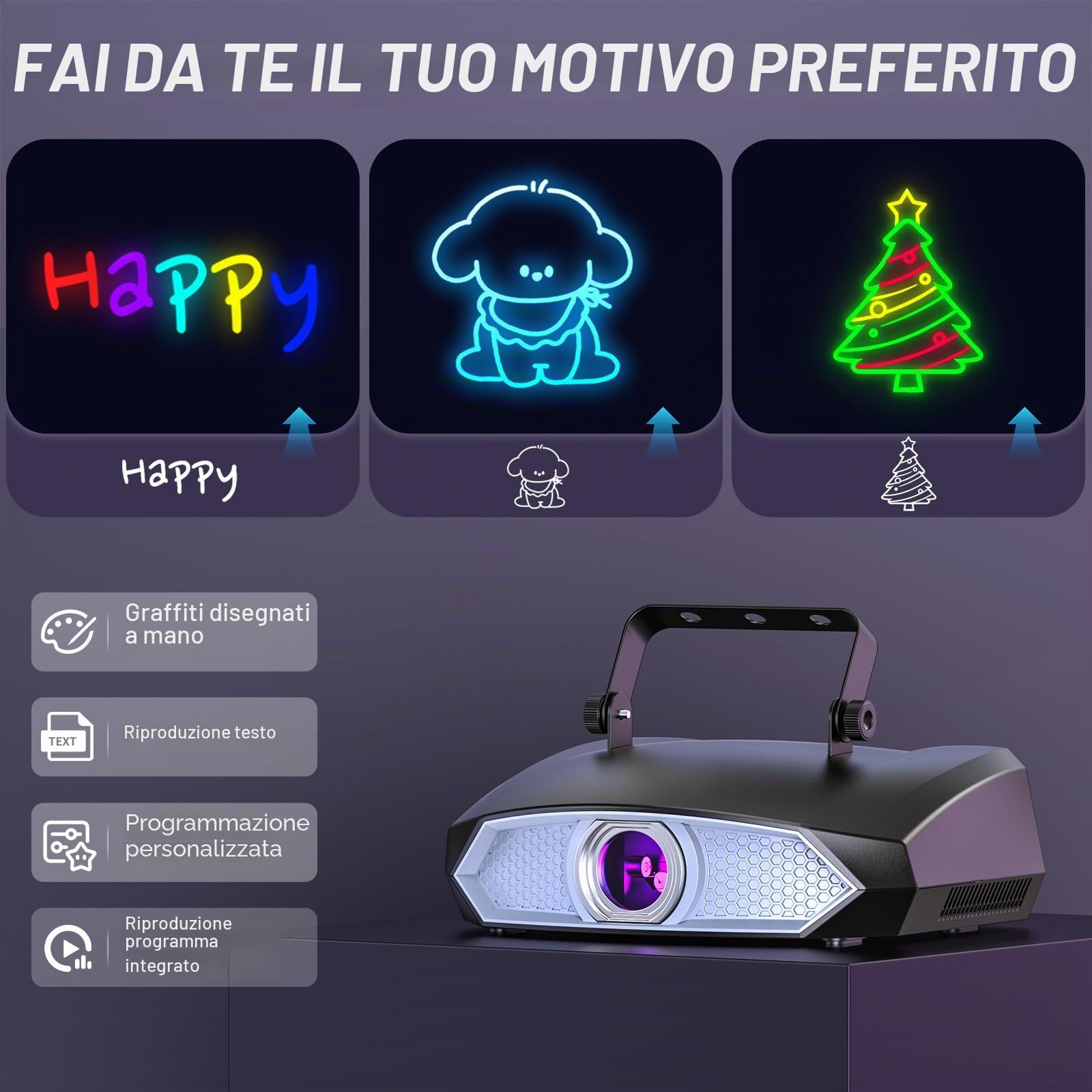 Luce da discoteca, 3D fai da te con app Bluetooth, luce da discoteca, luce per feste e DMX512, adatta per feste, bar, Halloween e Natale