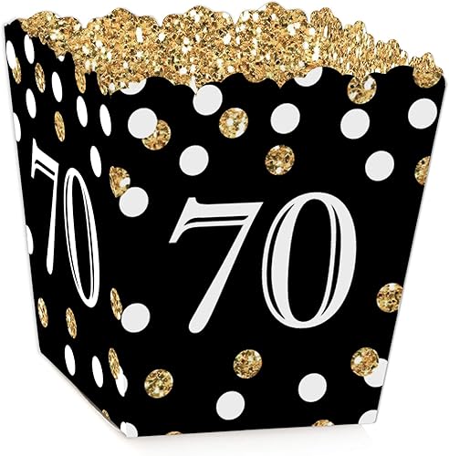 Big Dot of Happiness Cajas de regalo para adultos de 70 años – Oro – Mini cajas de regalo para fiesta de cumpleaños – Juego de 12