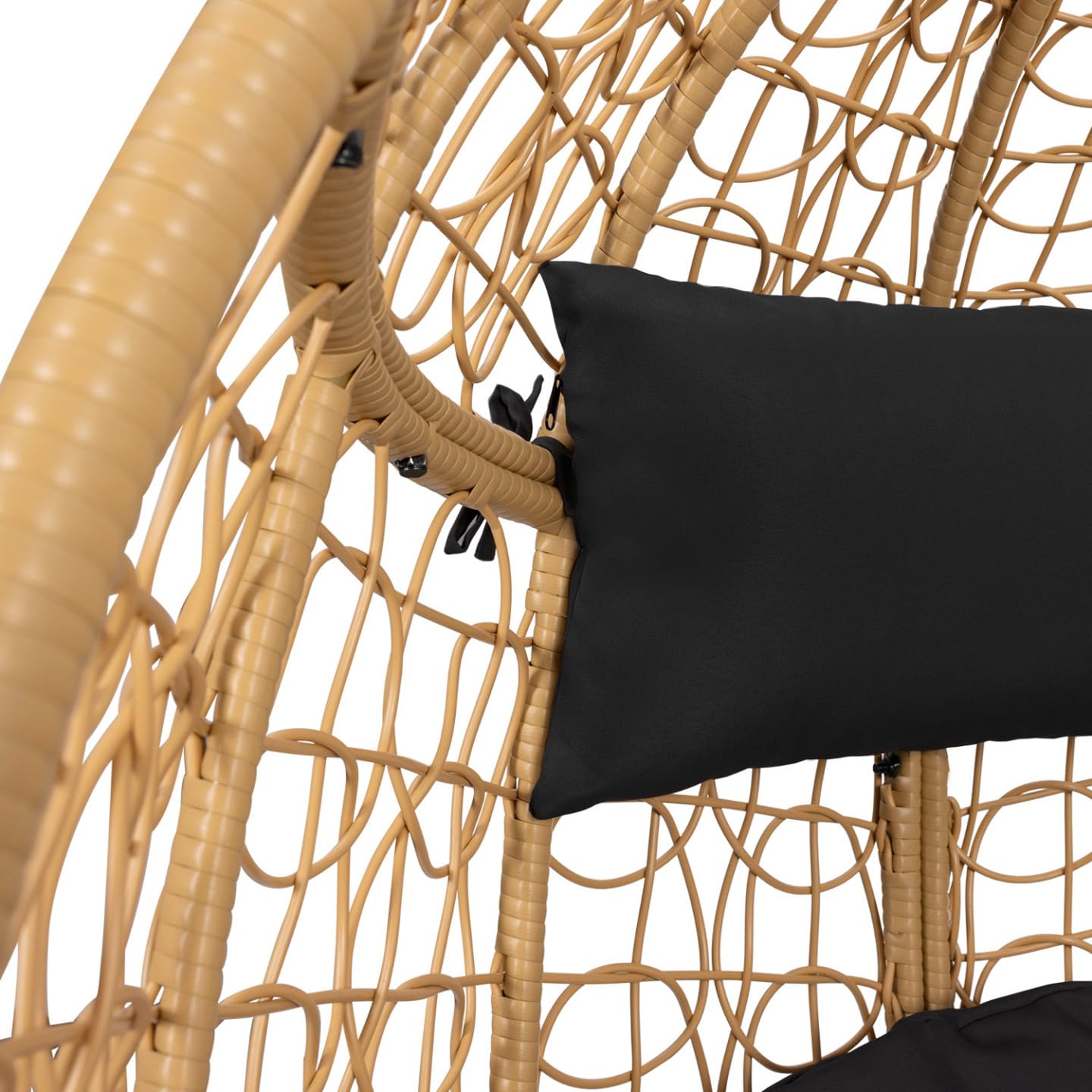 IDMarket - Fauteuil Oeuf Suspendu ajouré Effet rotin avec Coussin Noir