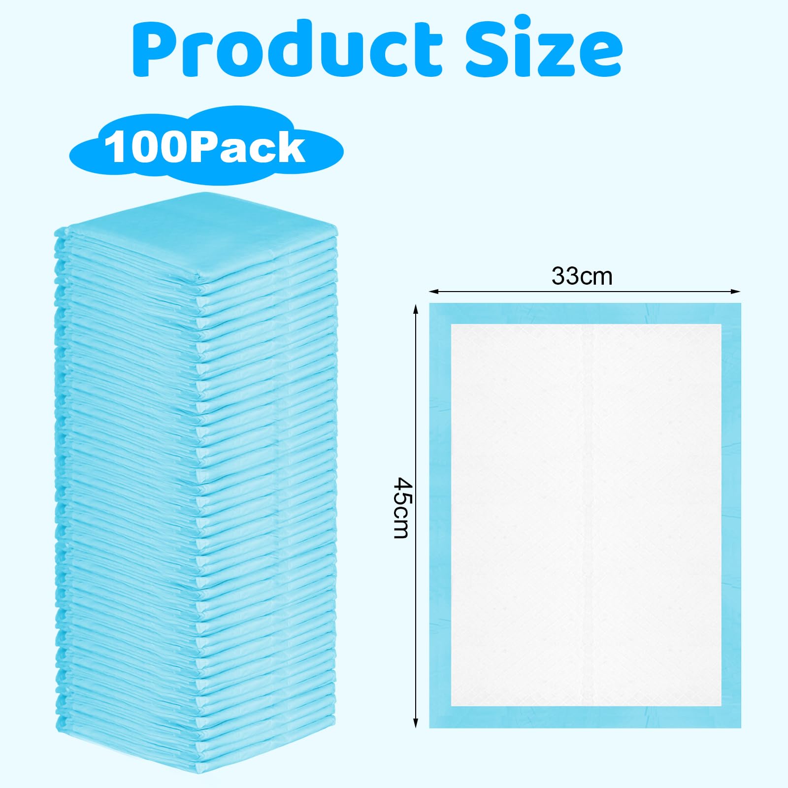 Lot de 100 Alese Jetable Bebe, 33 × 45cm Matelas à Langer Bébé Respirantes, Tapis de Change Ultra Doux Anti-Fuite Absorption Imperméables, pour Table à Langer et Lit Bébé
