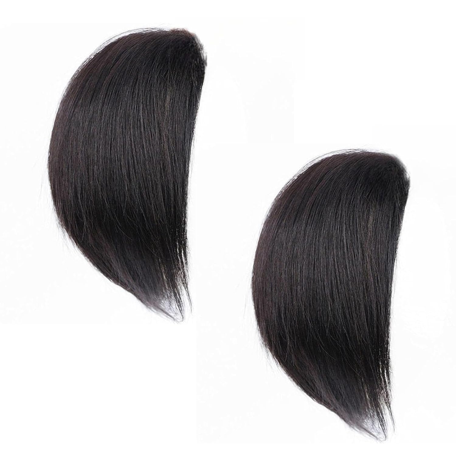 2Pcs Black Invisible Human Hair Toppers For Women Seamless Clip In Hair Extension Hair Piece Short Fake Fringe Lining of Top Hairpieces Wigs Accessories