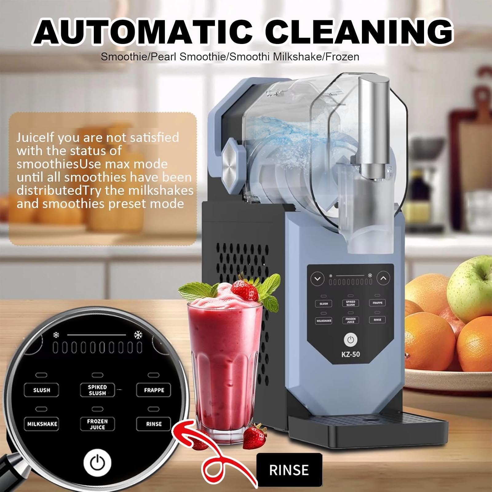 MáQuina Para Granizados 240w 1,8l Con 5 Programas Preestablecidos,Sin Necesidad Hielo,Control TáCtil,CongelacióN RáPida,Autolimpieza,Para Fiestas Casa Y En Piscina FrappéS Y Batidos.,Blue