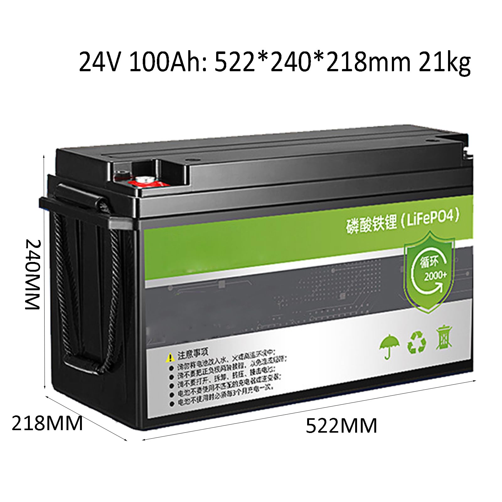 Batteria LiFePO4 da 24 V, 100 Ah, 50 Ah, Batteria al Litio Ferro fosfato a Ciclo Profondo da 24 Volt, Sostituzione al Piombo, per Solare, Camper,