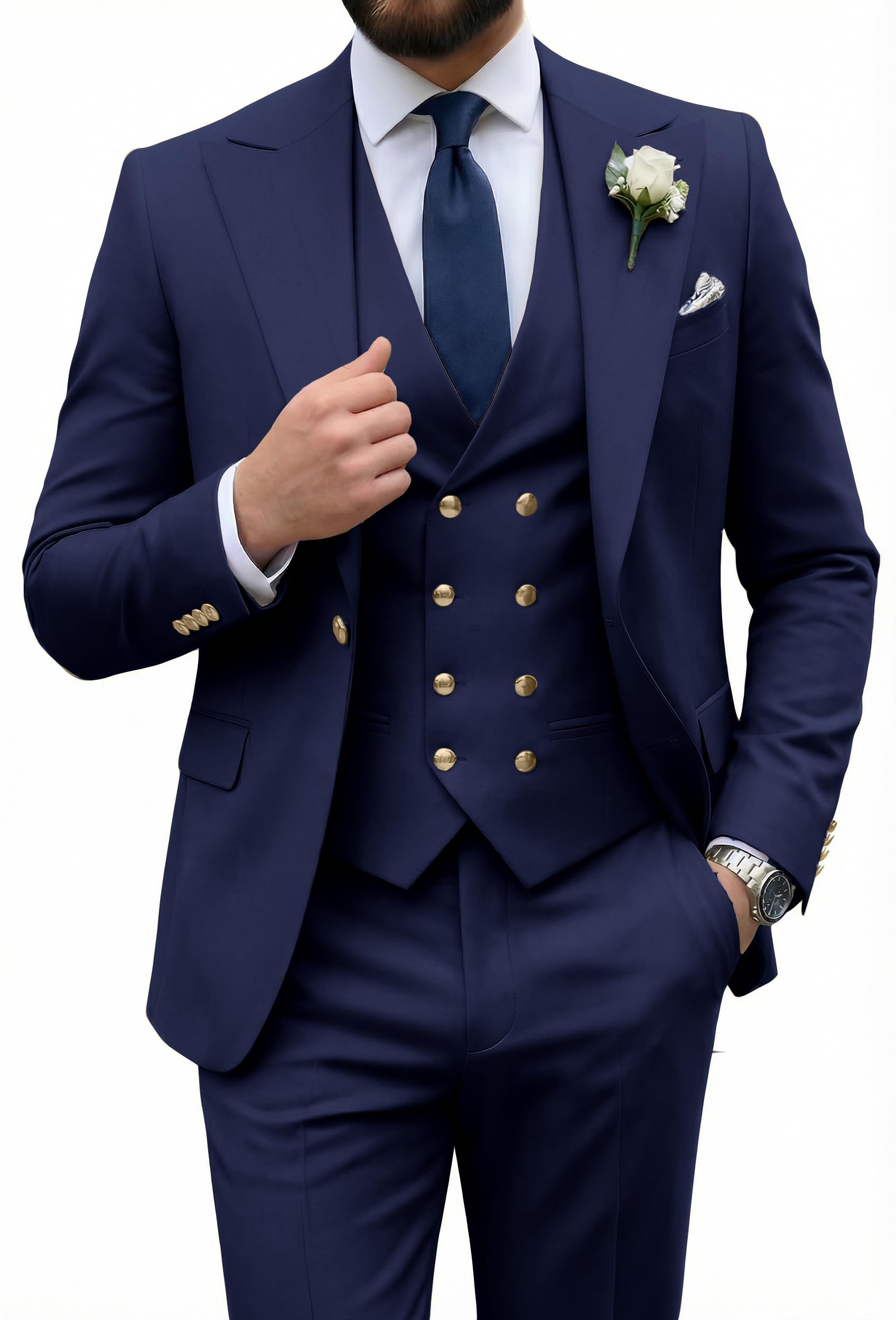 Mens Suit 3 Piece Double Breasted Suit