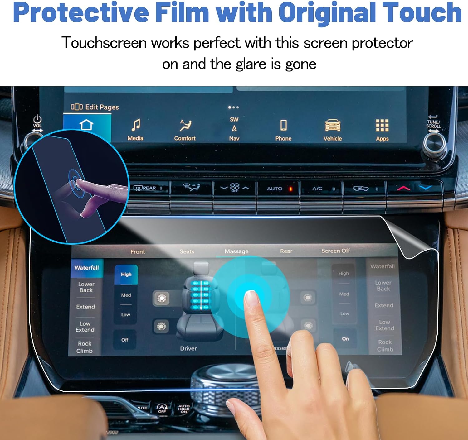 SHAOHAO 2PCS for 2024 2025 Jeep Grand Wagoneer Screen Protector Fit for 2022 2023 2024 2025 Jeep Grand Wagoneer Accessories (Base, Series, Obsidian) Front AC Conditioner Control Display Cover HD Clear