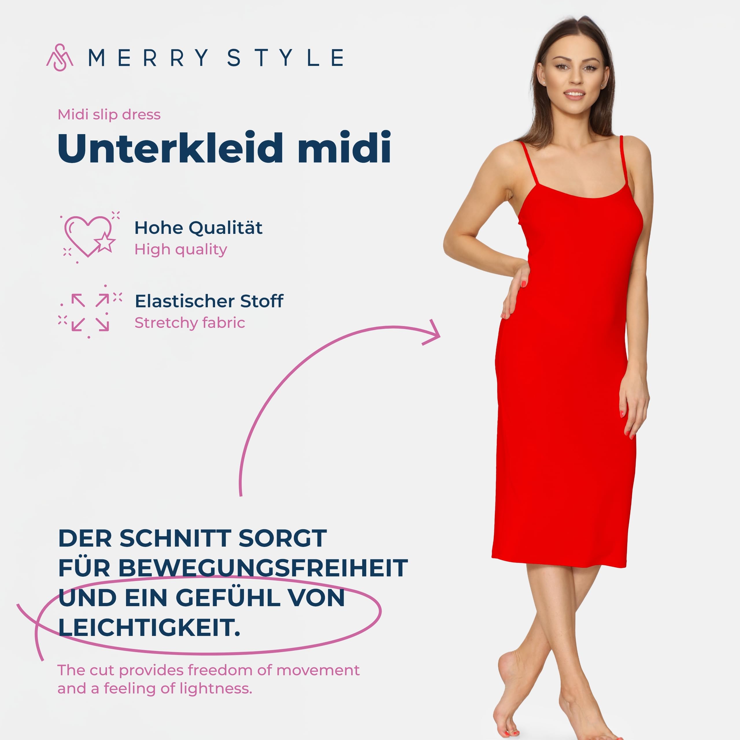 Merry Style Długa Halka Damska z Wiskozy MS10-402