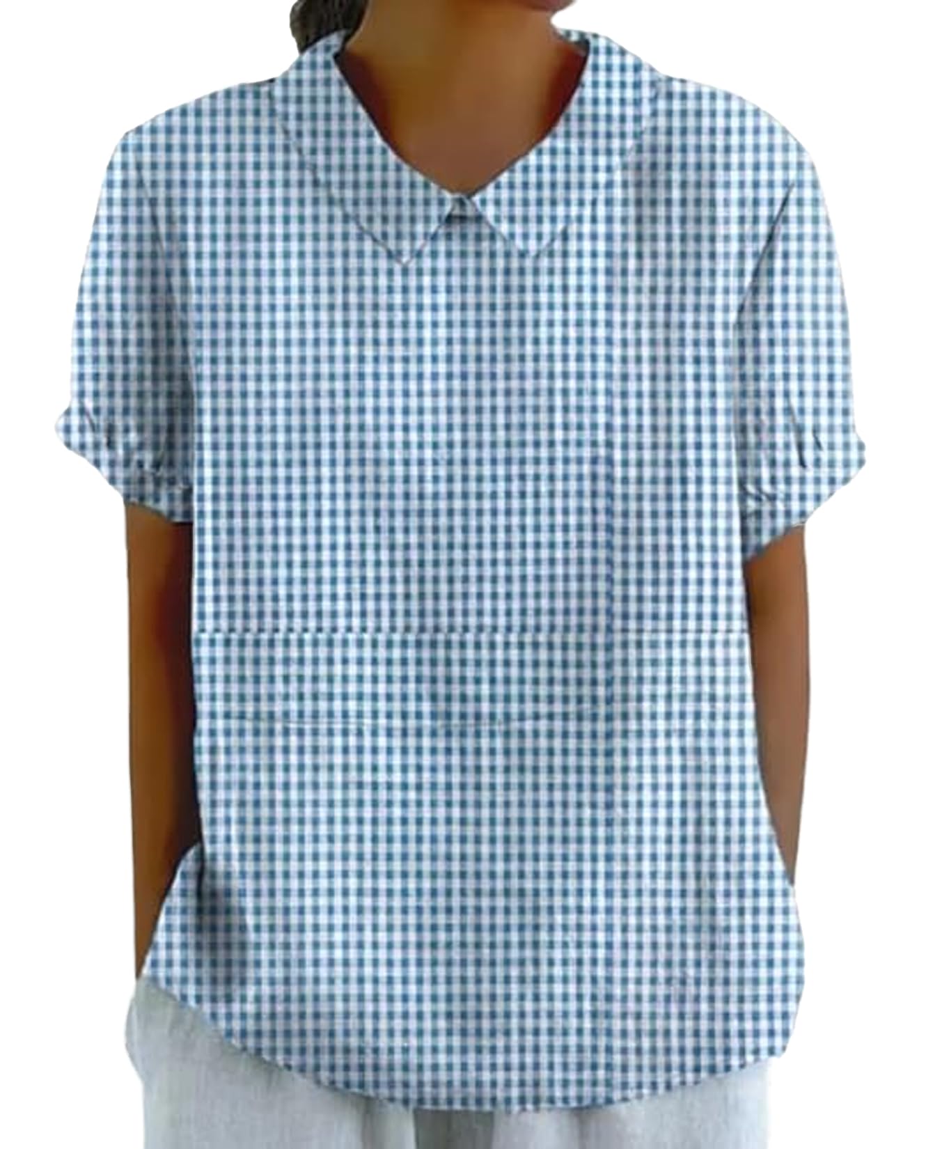 Zhyaj Boho Cotton Shirt for Womens Floral Printed Short Sleeve Summer Linen Shirts Casual Collared Trendy Blouse Tops