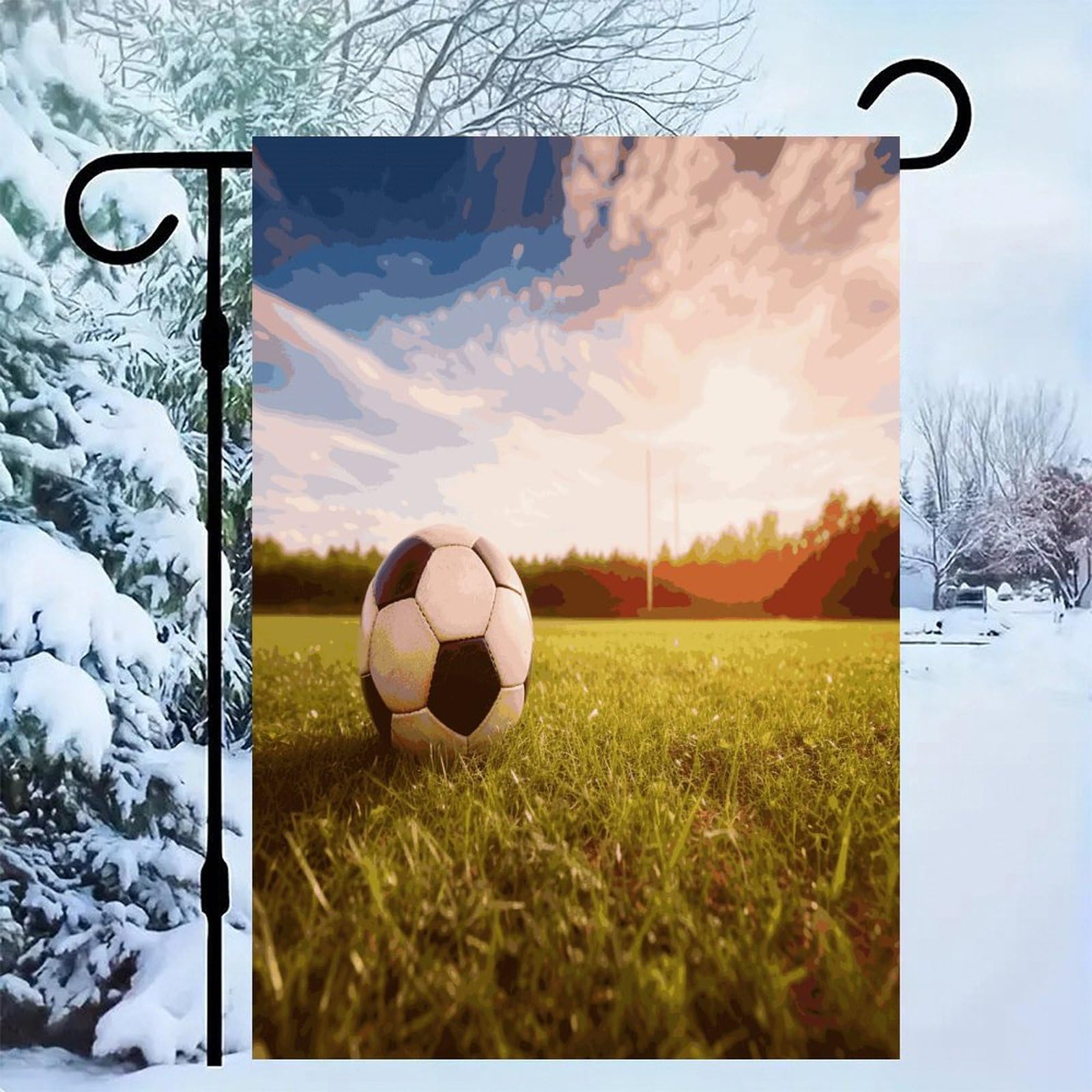 Bandera de patio con fútbol para decorar el jardín en primavera