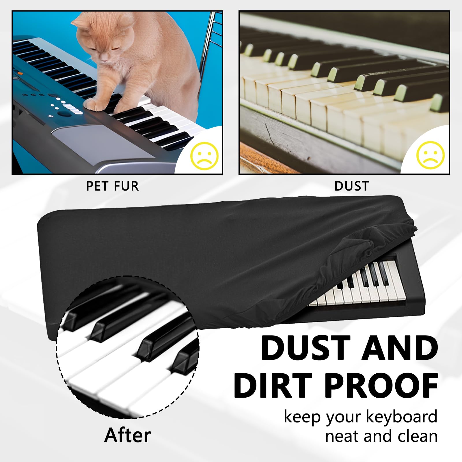 Musiin 61 keys piano keyboard dust cover, compatible with Yamaha PSR-E473,PSR-SX600,KORG EK-50,Pa 700,Pa 1000,Pa 300 - Image 4