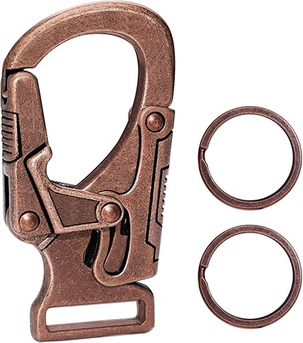 Miniatura 20 de Ahiller Clip de mosquetón, clip de aleación de 1.9 pulgadas para llavero de automóvil con 2 llaveros, ganchos para exteriores, pequeño llavero para