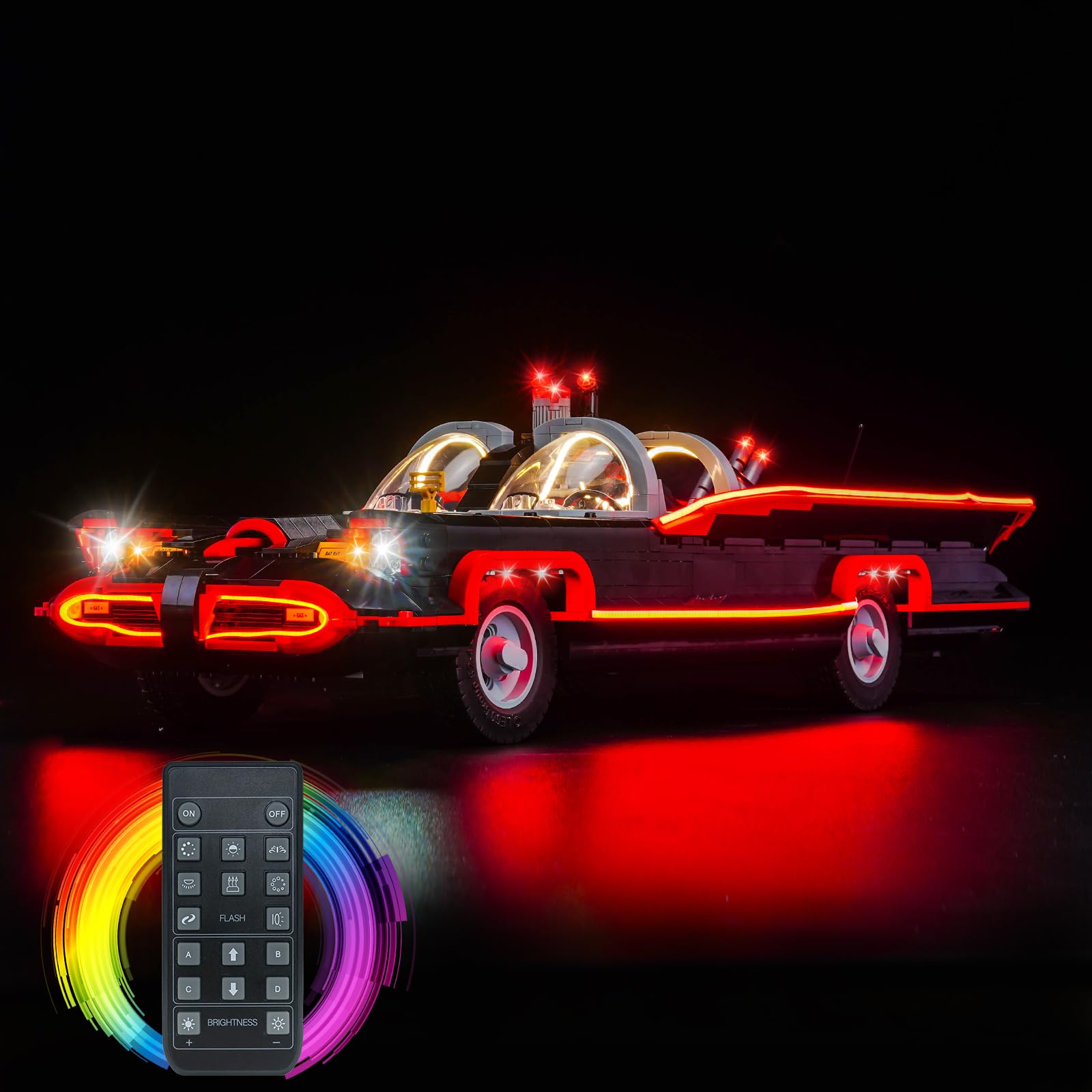 LocoLee Light Compatible with Lego Batman: The Classic TV Series Batmobile 76328 Lighting Set Accessories Compatible with Lego 76328, No Models Only Light (RC Version)