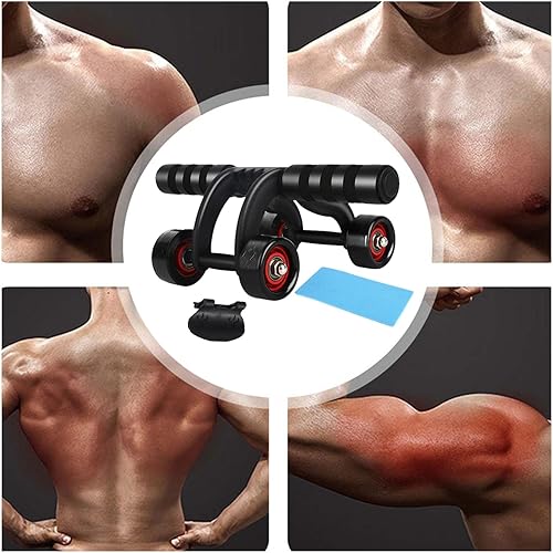 Miniatura 2 de Rodillo abdominal de 4 ruedas, rueda abdominal para entrenamiento de núcleo, equipo de entrenamiento abdominal, ruedas de rodillo de ejercicio en