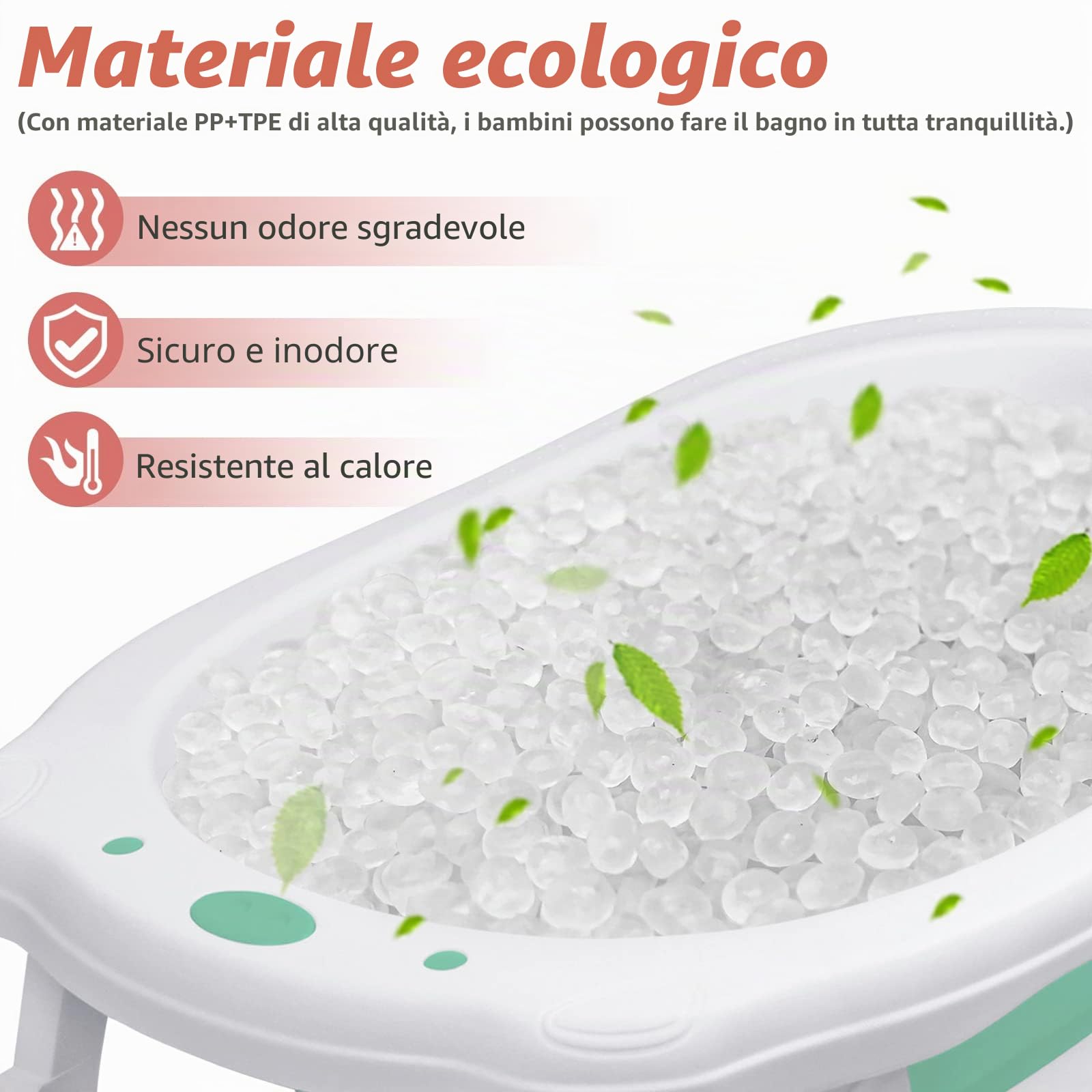 Aufun Bagnetto pieghevole Bagnetto ergonomico con piedini antiscivolo per neonati e neonati, stabile plastica PP e TPE,vasca pieghevole, salvaspazio (verde + cuscino per il bagno)