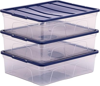 Bankers Box 12L Plastic Storage Box 3-Pack, BPA-Free & 100% Recycled Lids, Nesting & Stackable, Dust Cover Lid, 11x32x40cm, Ideal for Home & Office Organisation