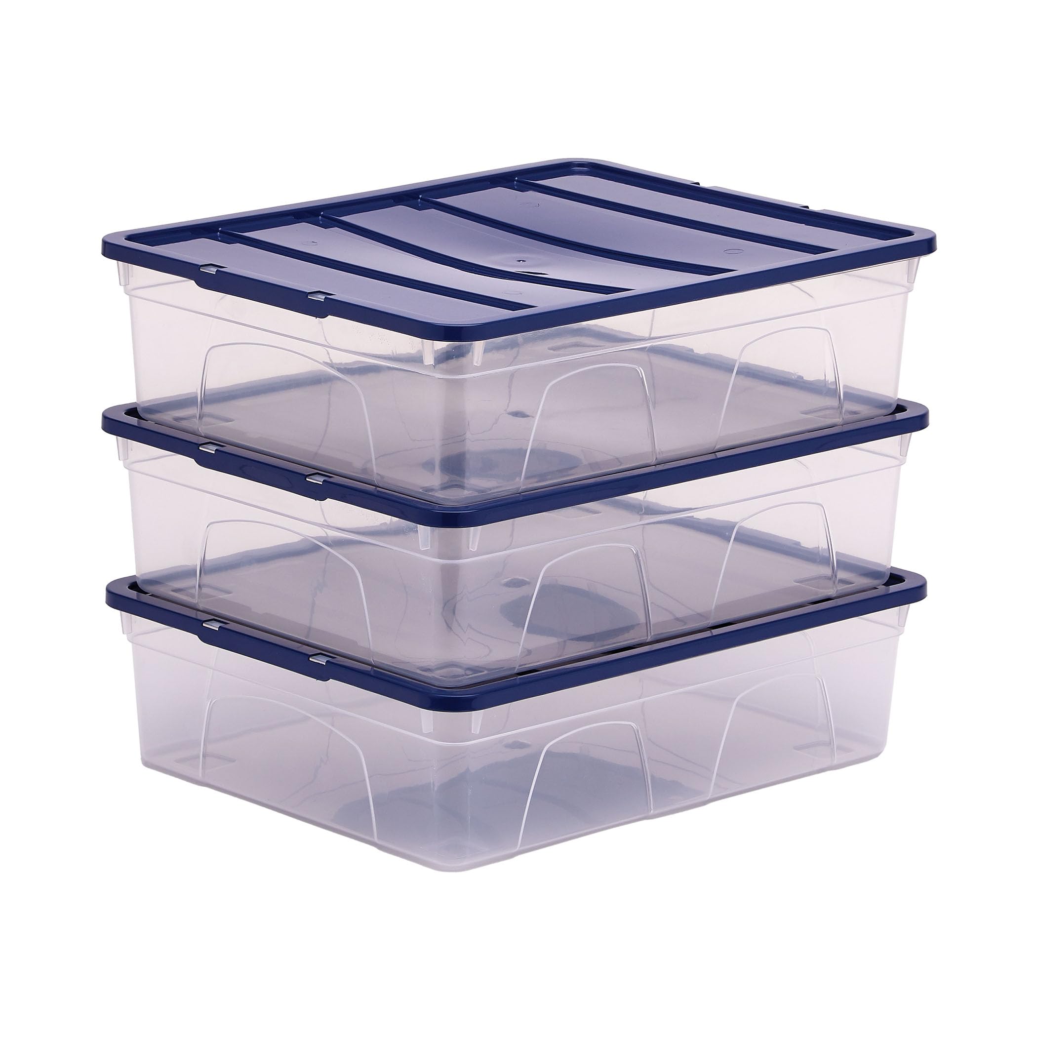 Bankers Box 12L scatole in plastica in confezione da 3, BPA-Free con coperchi riciclati al 100%, impilabili, coperchio anti polvere, 11x32x40cm, ideali per organizzare la casa e l'ufficio