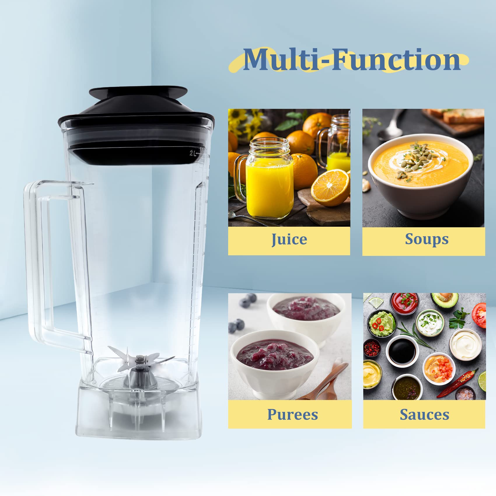 64 oz Container with Blade and Lid, Compatible with 5000 5200 etc