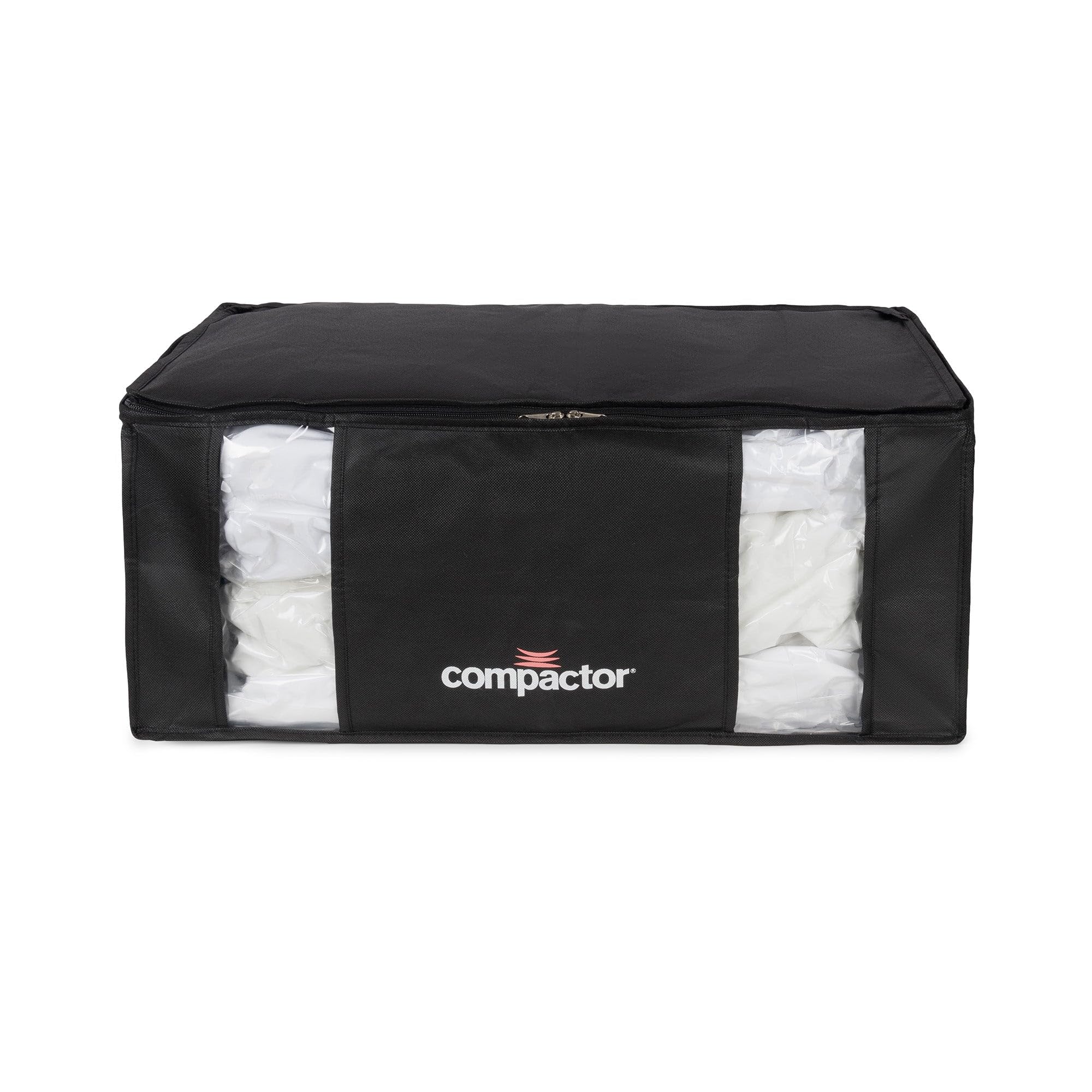 Compactor - Cajas almacenaje al vacío ropa, edredones, nórdicos, almohadas. Pack 3 Talla XXL. Organizador armario con bolsa al vacío ropa integrada, compresión con aspiradora. Ahorra espacio. Negro